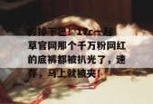 惊掉下巴！17c一起草官网那个千万粉网红的底裤都被扒光了，速存，马上就被夹！